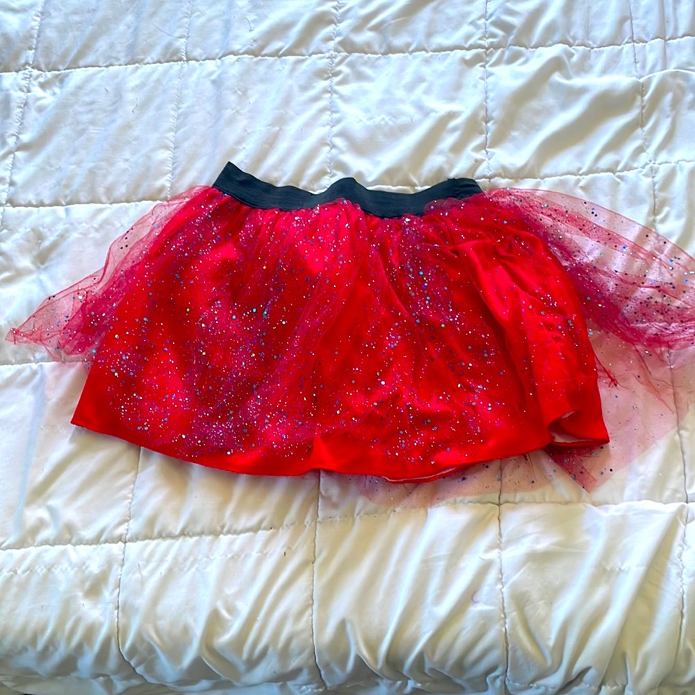 Red sparkly tulle skirt
